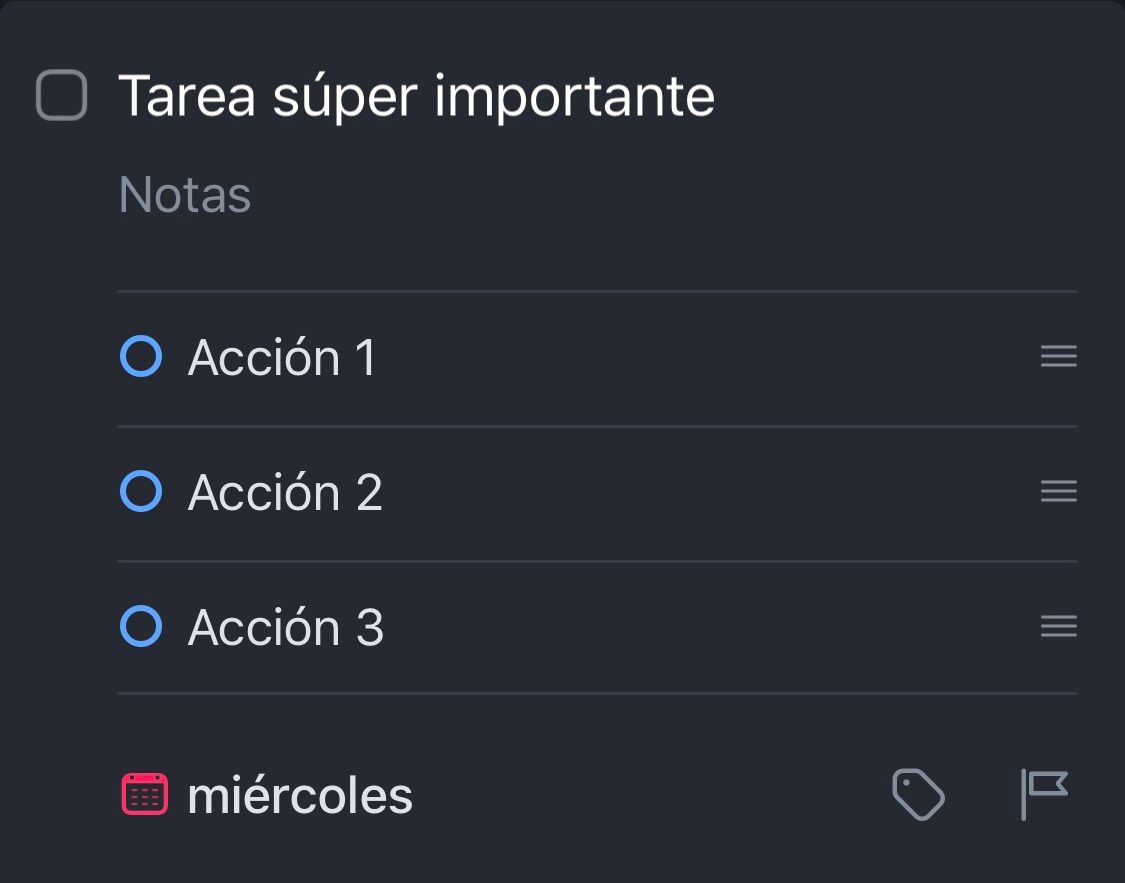 Ejemplo de como hacer tareas y subtareas para una fecha concreta